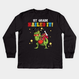 T Rex 1st grade Nailed It Graduation Class Of 2021 Kids Long Sleeve T-Shirt